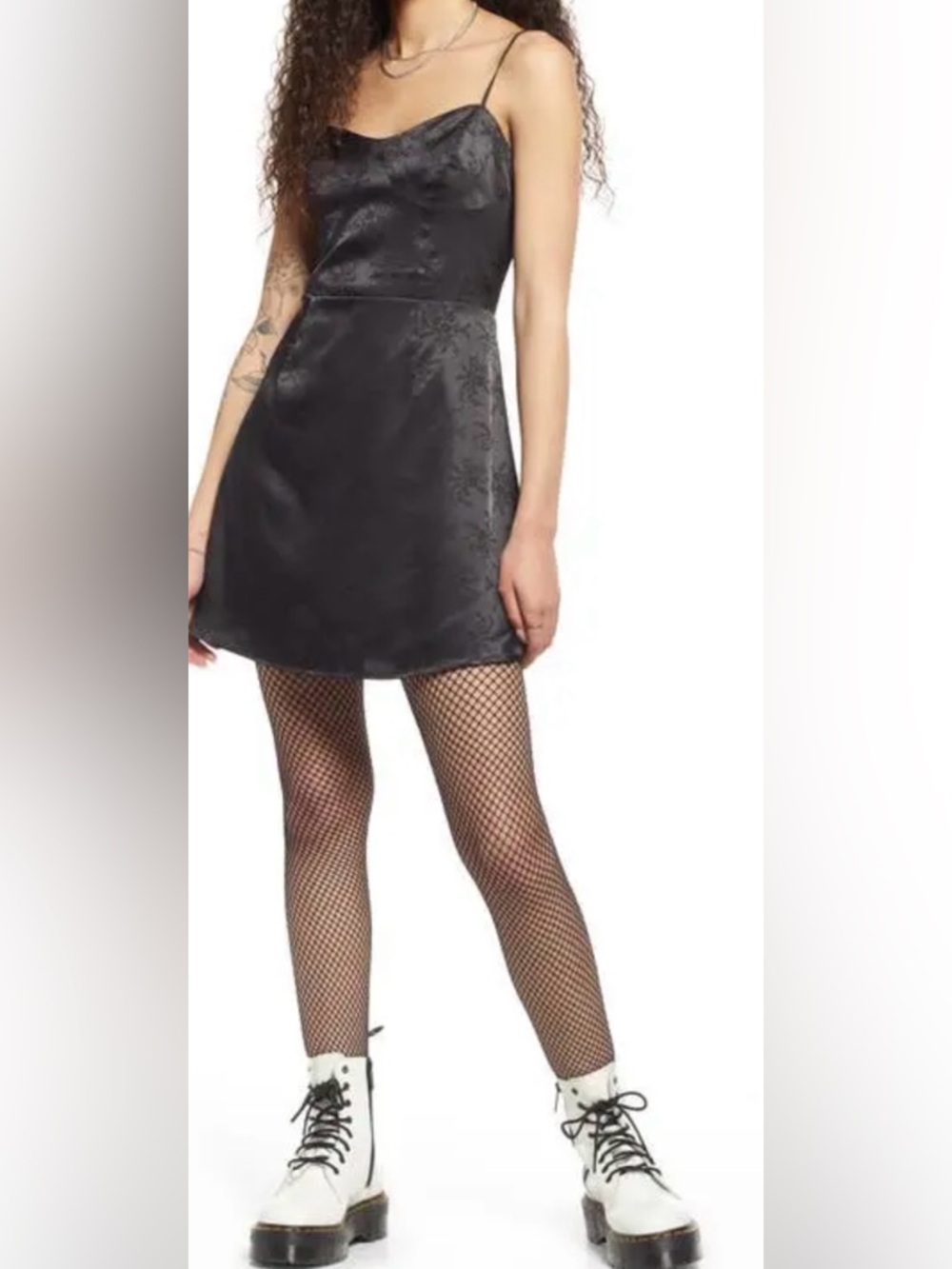 NWOT bp Satin Corset Slipdress in Black Jacquard - Size 1X